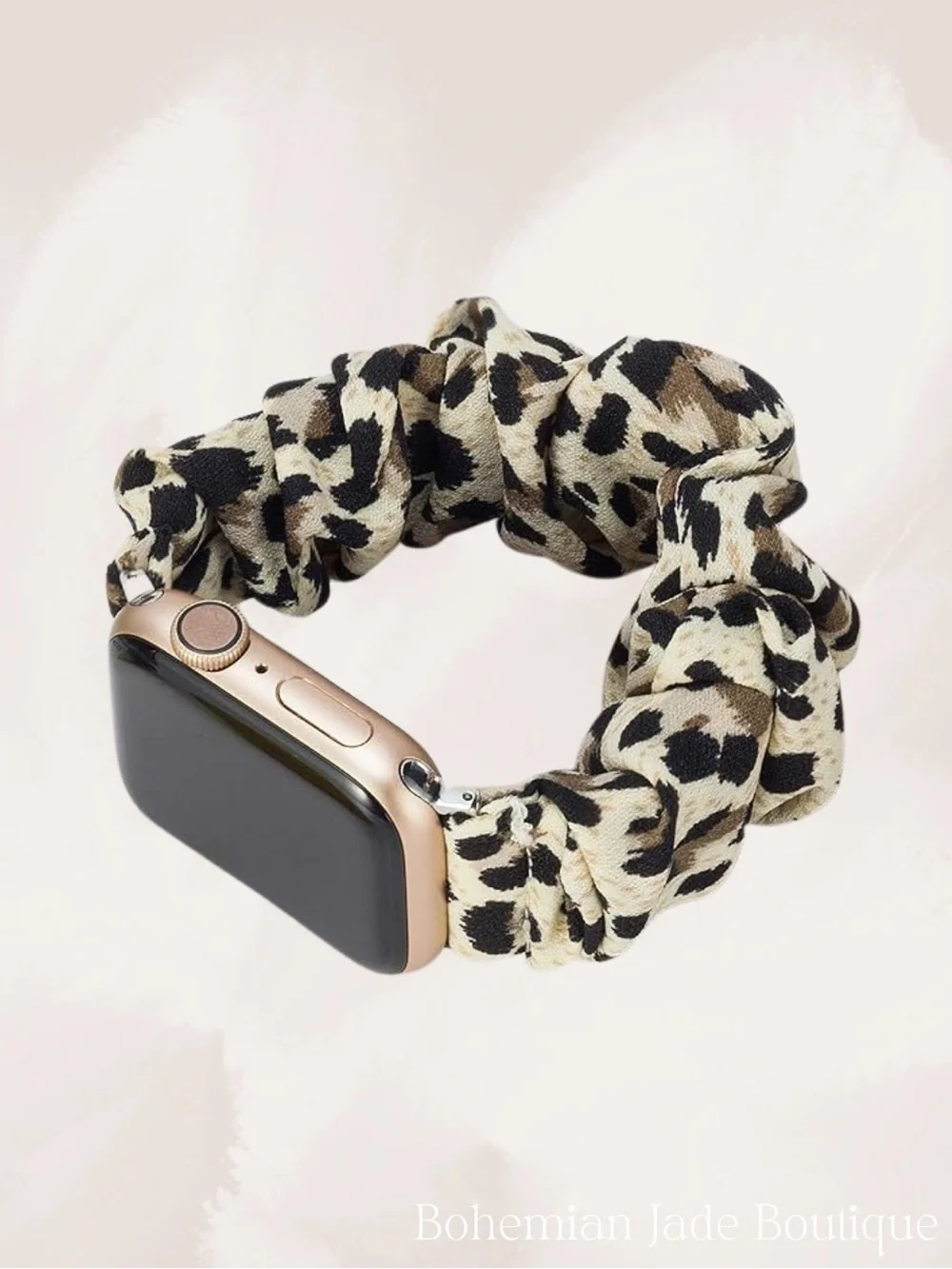 TOYOUTHS Scrunchie Apple Watch Bands Set of 3 Black Leopard Pink Small
